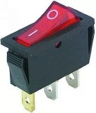 Intrerupator 3 Poli, 1 Buton Rosu ON/OFF, 250V, 15A, cu Retinere, Dimensiune 10.6x30.3mm