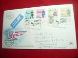 FDC Israel -1966 - Ziua Timbrului - Transporturi cu serie 4 val.