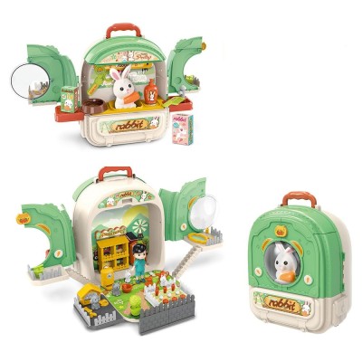Set ghiozdan jucarie 3 in 1 Rovo 999-2, Iepuras, Fermier, Accesorii incluse foto