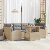Cumpara ieftin Set de canapea de grădină , 7 piese, cu perne, din rattan de polipropilenă, bej