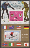 SHARJAH,FUJEIRA SPORT J.O. DE IARNA ( 1 colita dt. + 1 colita ndt.) MNH, Nestampilat