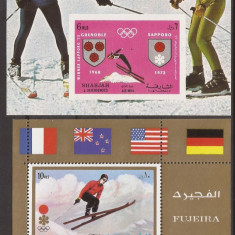 SHARJAH,FUJEIRA SPORT J.O. DE IARNA ( 1 colita dt. + 1 colita ndt.) MNH