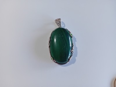 Pandant din argint cu malachit #1868 foto