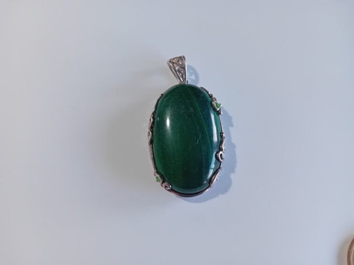 Pandant din argint cu malachit #1868