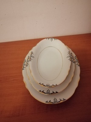 Set 3 platou servire portelan oval marcat Germania foto