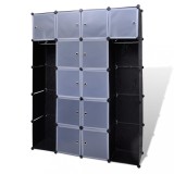 Dulap modular 14 compartimente alb si negru 37 x 146 x 180,5 cm