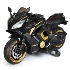 Motocicleta electrica copii Kinderauto R9, putere 150W, 24V, roti moi, scaun tapitat, negru