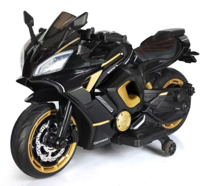 Motocicleta electrica copii Kinderauto R9, putere 150W, 24V, roti moi, scaun tapitat, negru foto
