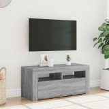 vidaXL Comodă TV cu lumini LED, gri sonoma, 90x35x40 cm