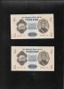 Set Mongolia 1 Tugrik 1955 UNC Consecutive (2 Bancnote) Colectie Numismatica