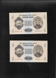Set Mongolia 1 Tugrik 1955 UNC Consecutive (2 Bancnote) Colectie Numismatica