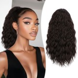 Extensie de păr sintetic 40cm pentru coadă de cal ondulată și buclată, fixare clip-in &ndash; Blond cenușiu