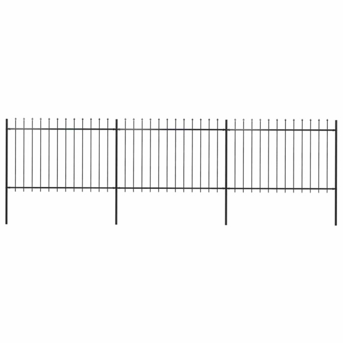 vidaXL Gard de grădină cu v&acirc;rf tip suliță din oțel 537x120 cm, negru