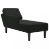 VidaXL Șezlong cu pernă și cotieră dreaptă, negru, catifea 4009812