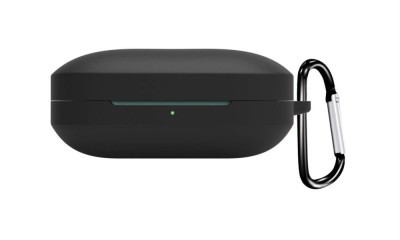 Husa din silicon, THD, compatibila cu castile wireless OnePlus Buds Pro 2, carabina inclusa, neagra foto