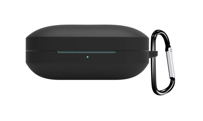 Husa din silicon, THD, compatibila cu castile wireless OnePlus Buds Pro 2, carabina inclusa, neagra