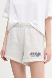 Abercrombie &amp; Fitch pantaloni scurti femei, culoarea gri, melanj, high waist, KI186-5045