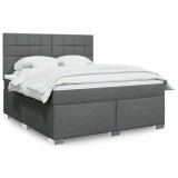 VidaXL Pat box spring cu saltea, gri &icirc;nchis, 180x200 cm, textil 3292868