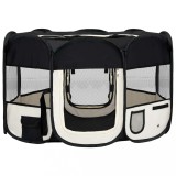 Cumpara ieftin Tarc de caini pliabil cu sac de transport, negru, 125x125x61 cm