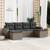 Cumpara ieftin Set mobilier grădină cu perne, 6 piese, gri, poliratan
