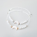 Bratara minimalista cu piatra lunii si semiluna din sidef