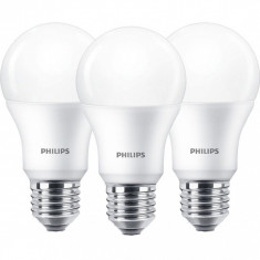 Set 3 becuri LED Philips, E27, 9W (60W), 806 lm, lumina calda, clasa energetica A+ foto