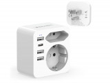 Cumpara ieftin Adaptor SUA Hoppac, Adaptor 6 in 1, 3 USB, 1 USB-C - RESIGILAT