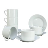 Set 6 Cesti cu Farfurii Portelan 220 ml &ndash; Colectia Prestige