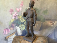 Design / Decor - Veche statueta din fonta de miner in uniforma cu parti lipsa ! foto