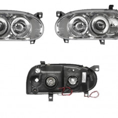 Set faruri tuning VW GOLF 3, 08.1991-04.1999, Taiwan, partea stanga+dreapta, cu lumina parcare fibra optica;tip bec H1+H1; manual/electric; transpare