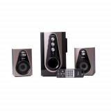 Set boxe 2.1 Spacer Paris, RMS 30W, bluetooth, telecomanda wireless, control volum, bass, treble, subwoofer 20W (Negru/Maro)