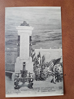 Carte postala, LChine et Amerique, reproducere Pantheon de la Guerre, 1920 foto