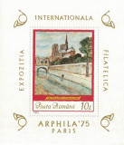 Rom&acirc;nia, LP 883/1975, Exp. Intern. Filat. &quot;Arphila &#039;75&quot;, coliţă dantelată, MLH