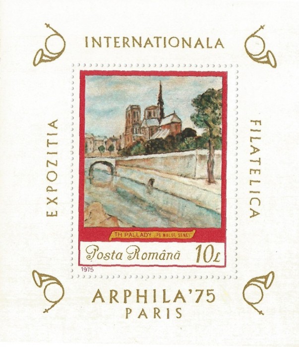 Rom&acirc;nia, LP 883/1975, Exp. Intern. Filat. &quot;Arphila &#039;75&quot;, coliţă dantelată, MLH