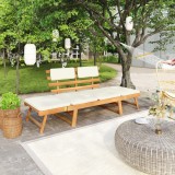 Banca Gradina 2 in 1 Gossi, 190 cm, Lemn Acacia, Perne incluse, Maro/Bej, Huse Lavabile, Mobila Gradina