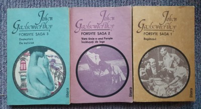 Forsyte Saga - John Galsworthy, volumele I-III, 1991/92, 1100 pag, stare f buna foto