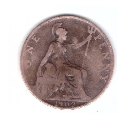 Moneda Marea Britanie 1 penny 1902, stare relativ buna, curata foto