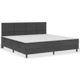 Cumpara ieftin Pat continental, gri inchis, 200 x 200 cm, material textil