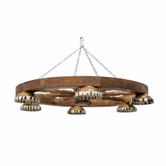 Lustra lemn cu 6 castroane, diametru 60 cm, soclu E27, bec inclus