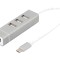Hub USB 2.0 DIGITUS cu 3 porturi USB A, 1 port RJ45 și USB C, gri, PnP