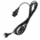 Cablu adaptor 3.5m cu dulie E14 si intrerupator, Kwmobile, Negru, PVC, 42684