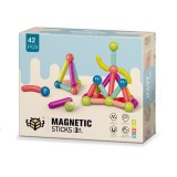 Set de constructie cu betisoare magnetice, MAGNETIC STICKS, 42 piese