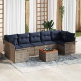 vidaXL Set de canapele pentru grădină 8 pcs Gri și albastru marin 3355966