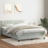 vidaXL Pat box spring cu saltea, gri deschis, 160x210 cm, catifea 3316215