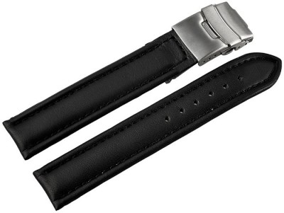Curea Ceas Piele Naturala Neagra Semilucioasa Deployant 16mm - 24mm 816210100018 foto