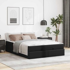 vidaXL Cadru de pat cu saltea Negru 140 x 190 cm Piele artificială