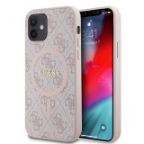 Husa iPhone 12 Guess 4G Ring Classic Logo MagSafe, roz, GUHMP12MG4GFRP