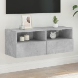 Comode TV de perete, gri beton, 80x30x30 cm, lemn prelucrat