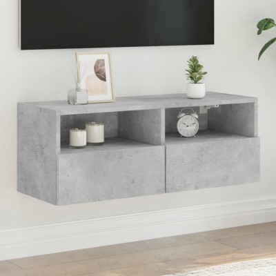 Comode TV de perete, gri beton, 80x30x30 cm, lemn prelucrat foto