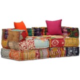 Cumpara ieftin Canapea puf modulara cu 2 locuri, petice, material textil
